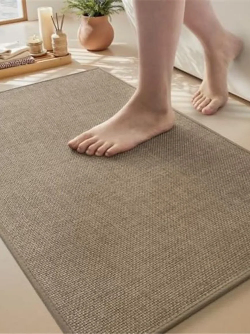 Thin Bath Mat Non Slip Quick Dry Absorbent Bathroom Rug Washable